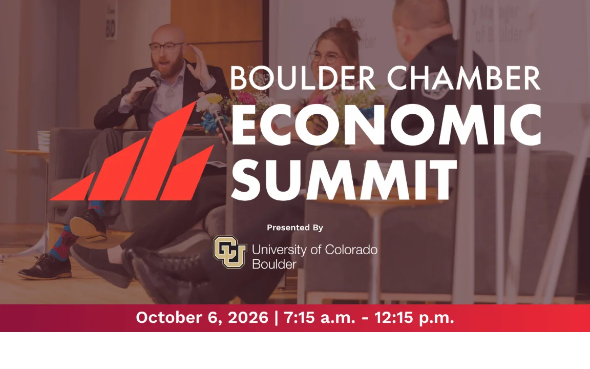 Boulder Chamber Economic Summit 2026 graphic, presented by the University of Colorado Boulder, October 6, 2026.